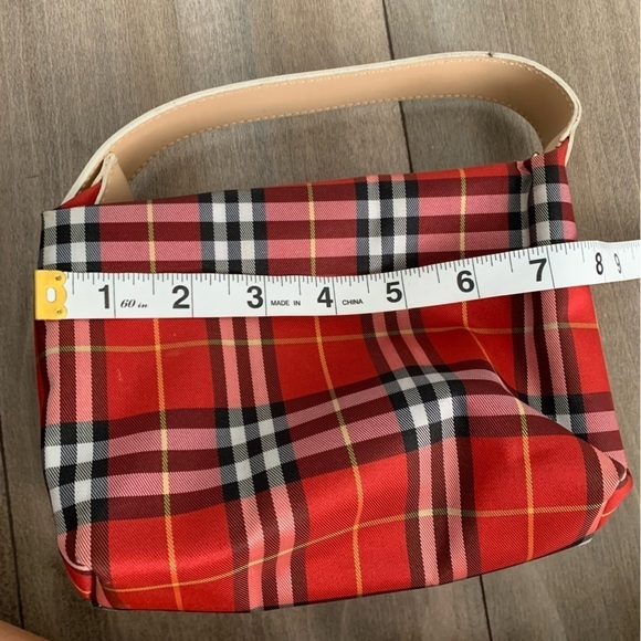 Vtg 90s Y2K Burberry rare Mini house Check snap handle handbag Red - Picture 8 of 9